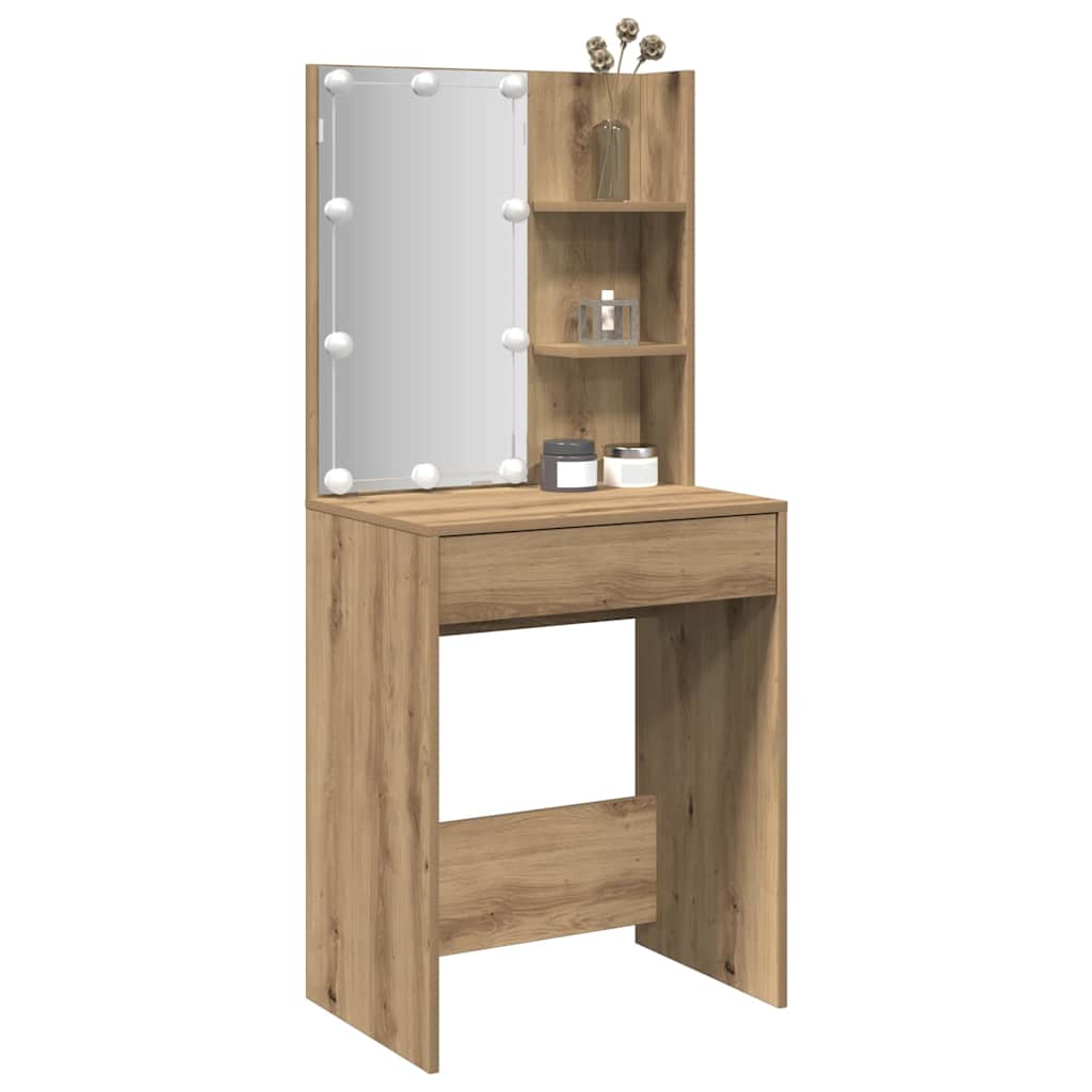 Toeletta Con Led Rovere Artigianale 60x40x140 cm