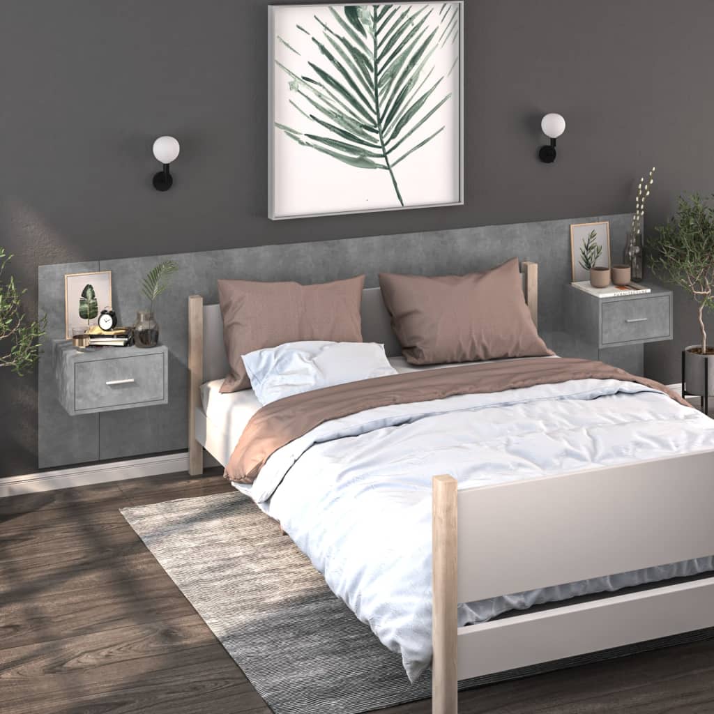 Comodini A Muro 2 Pz Grigio Cemento