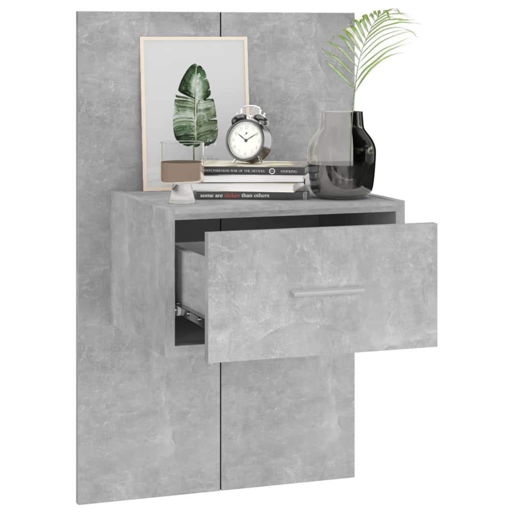 Comodini A Muro 2 Pz Grigio Cemento - Image 4