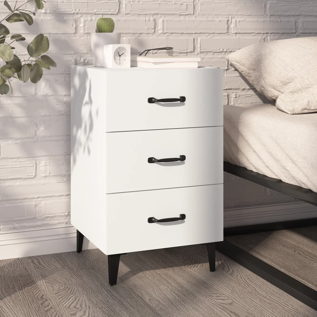 Comodino Bianco 40x40x66 Cm In Legno Multistrato