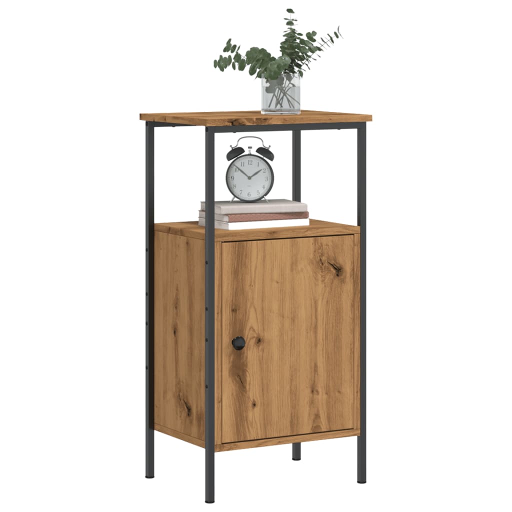 Comodini 2pz Rovere Artigianale 41x31x80cm In Legno Multistrato