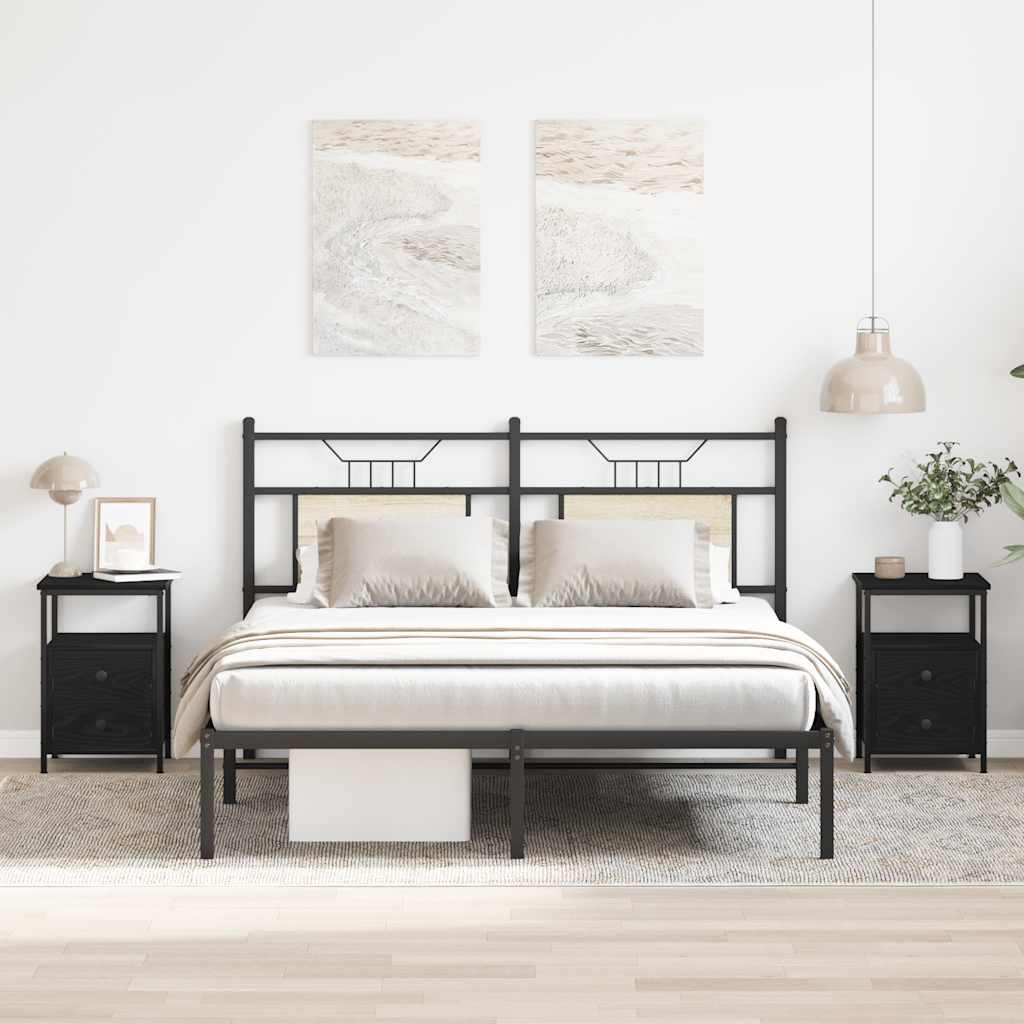 Comodini 2 Pz Rovere Nero 34x35,5x50 Cm Legno Di Argilla