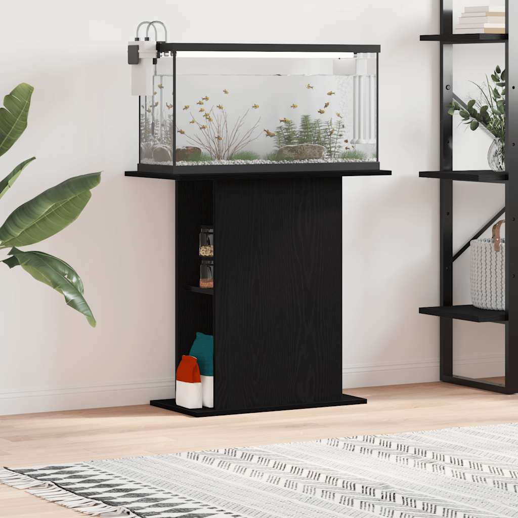 Supporto Per Acquario Rovere Nero 75x36x72,5 Cm In Legno Aggregato