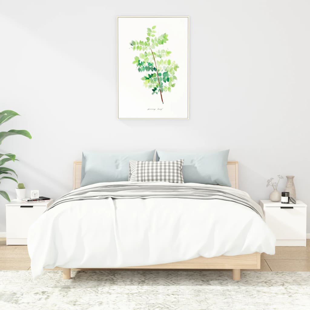 Comodini 2 Pz Bianco Lucido 40x39x40 cm
