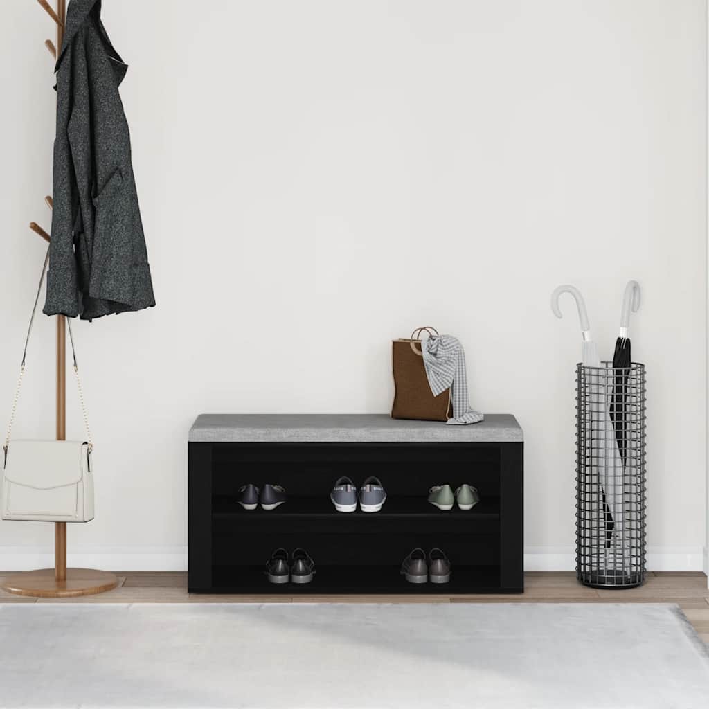 Panca Scarpiera Rovere Nero 100x35x45 Cm In Legno Di Argilla - Image 3