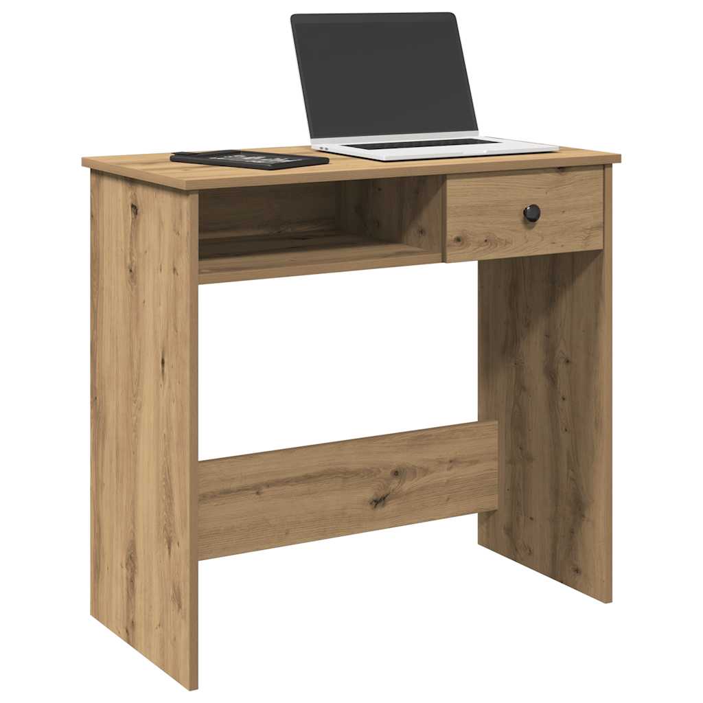 Scrivania Rovere Artigianale 80x40x75 Cm In Legno Multistrato