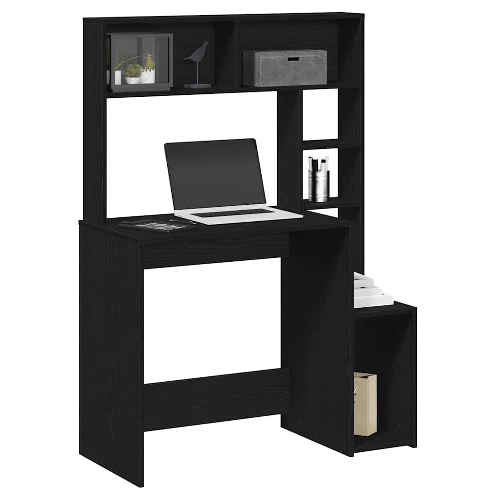 Scrivania Con Mensole Nera 100x45x140 Cm In Legno Multistrato