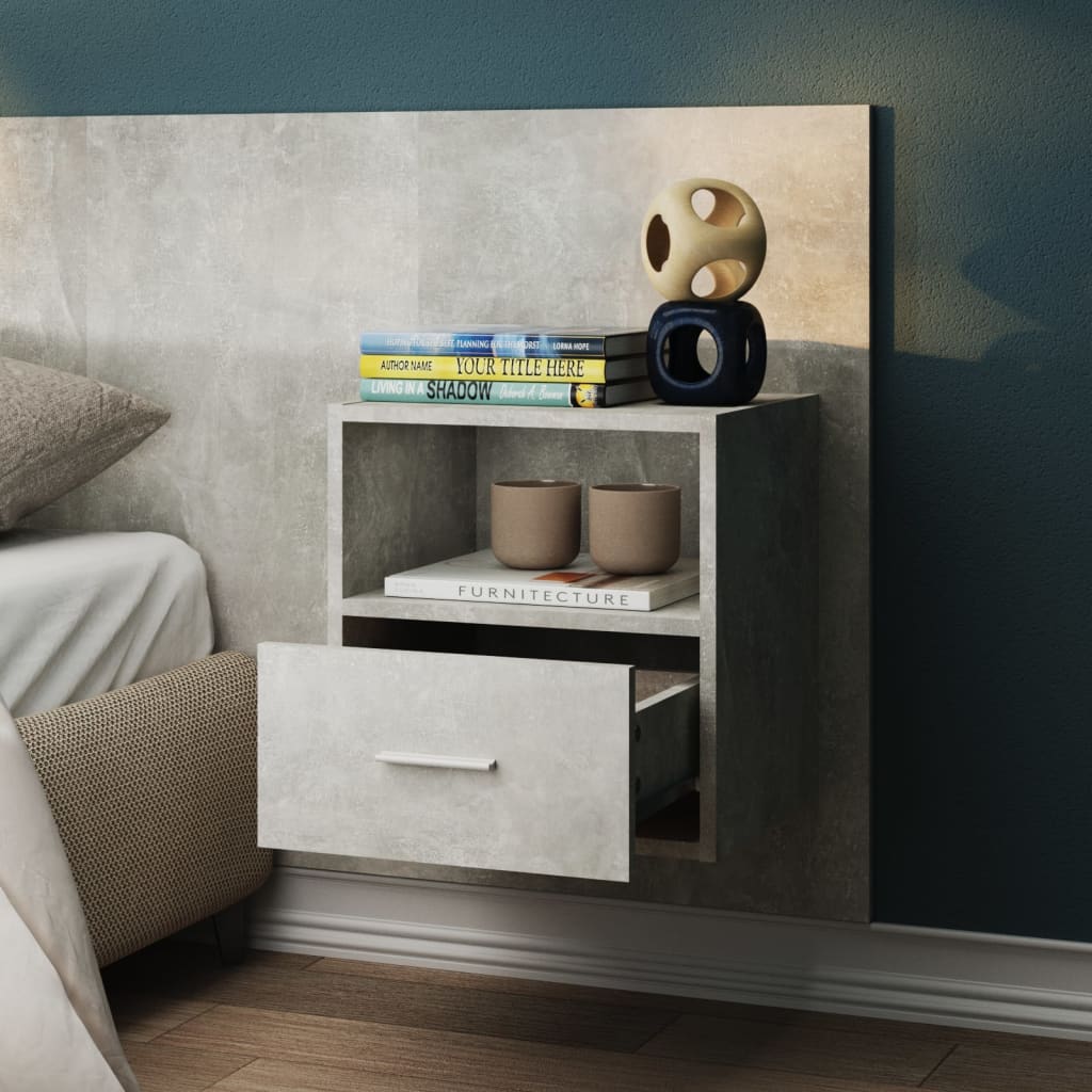Comodini A Muro 2 Pz Grigio Cemento - Image 4