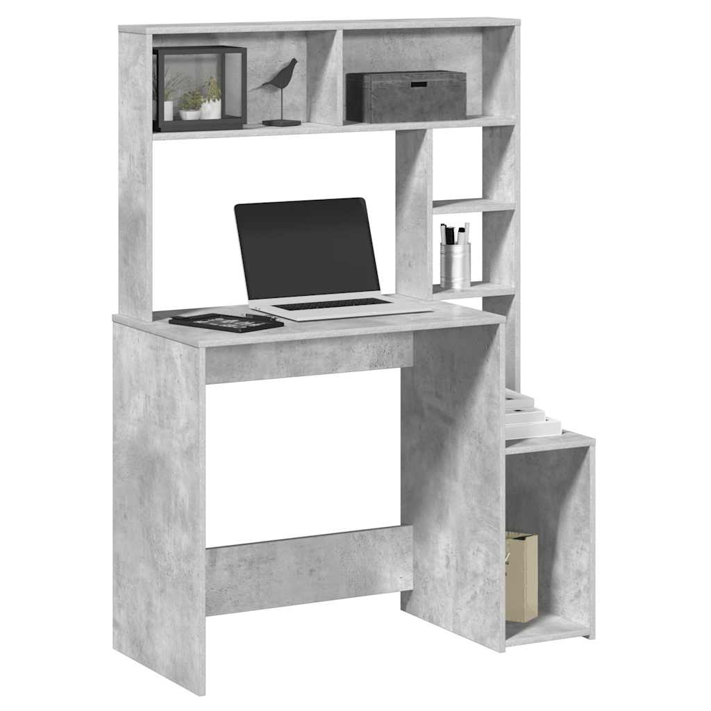 Scrivania Mensole Grigio Cemento 100x45x140cm Legno Multistrato