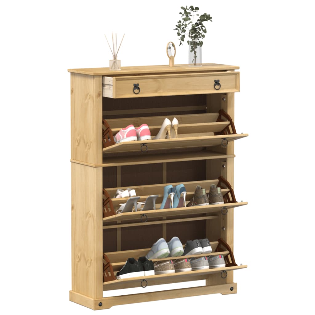 Scarpiera Corona 99x32x138 Cm In Legno Massello Di Pino
