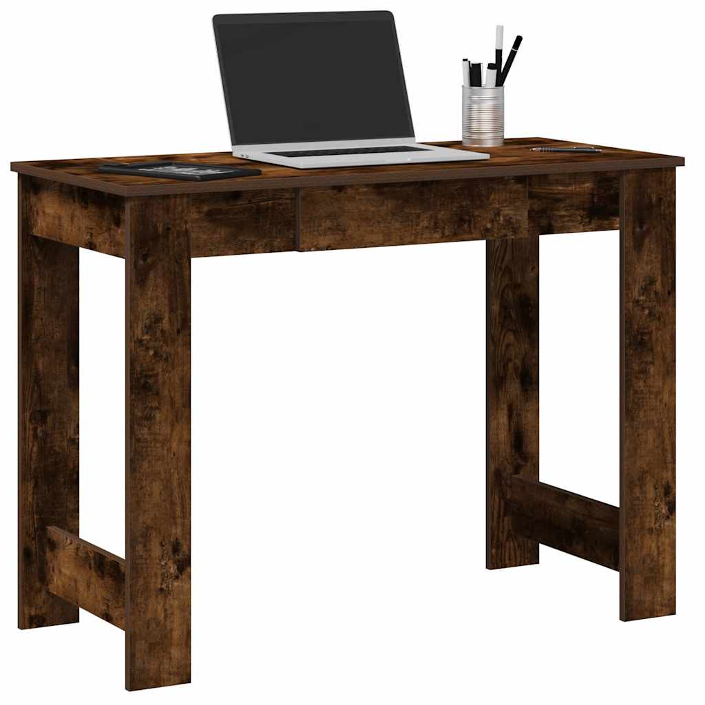 Scrivania Rovere Fumo 100x45x75 Cm In Legno Multistrato