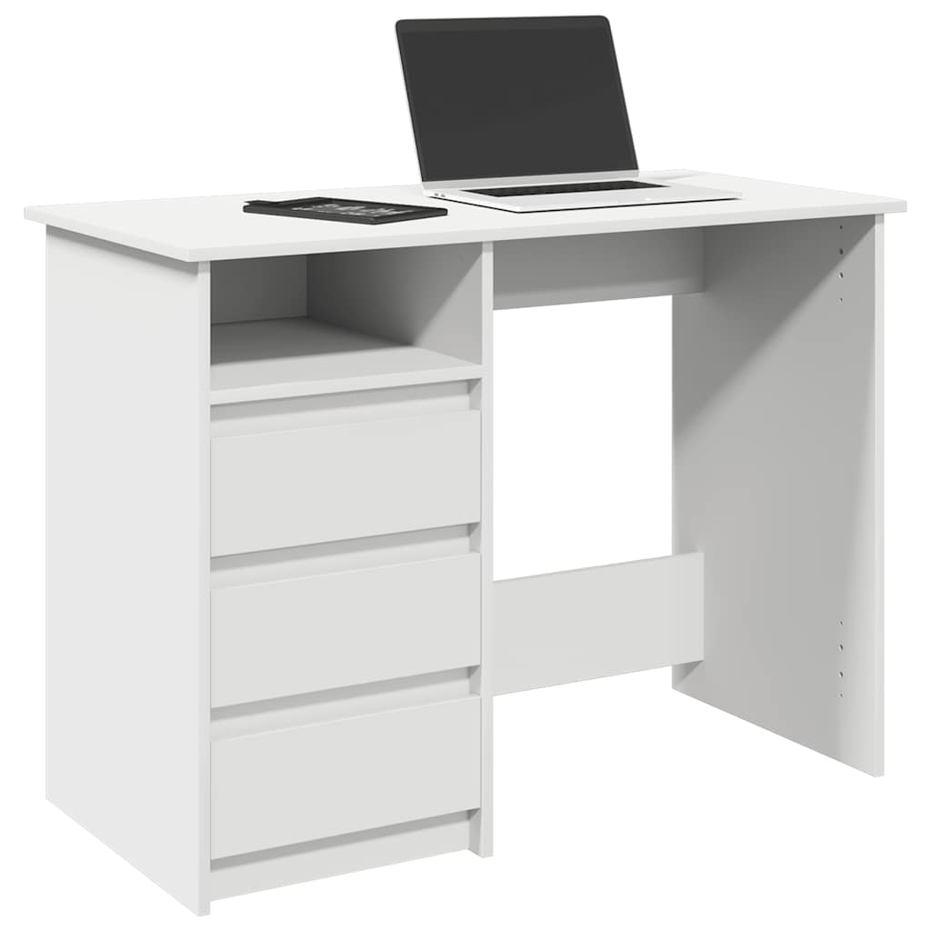 Scrivania Bianca 102x50x75 Cm In Legno Multistrato