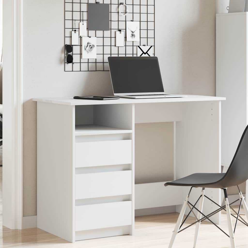 Scrivania Bianca 102x50x75 Cm In Legno Multistrato - Image 3