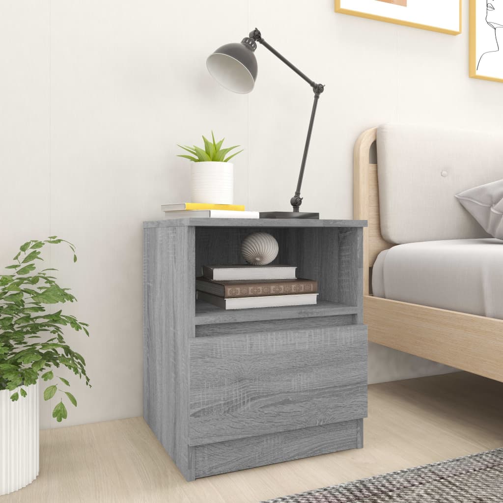 Comodini 2 Pz Grigio Sonoma 40x40x50 Cm In Legno Multistrato