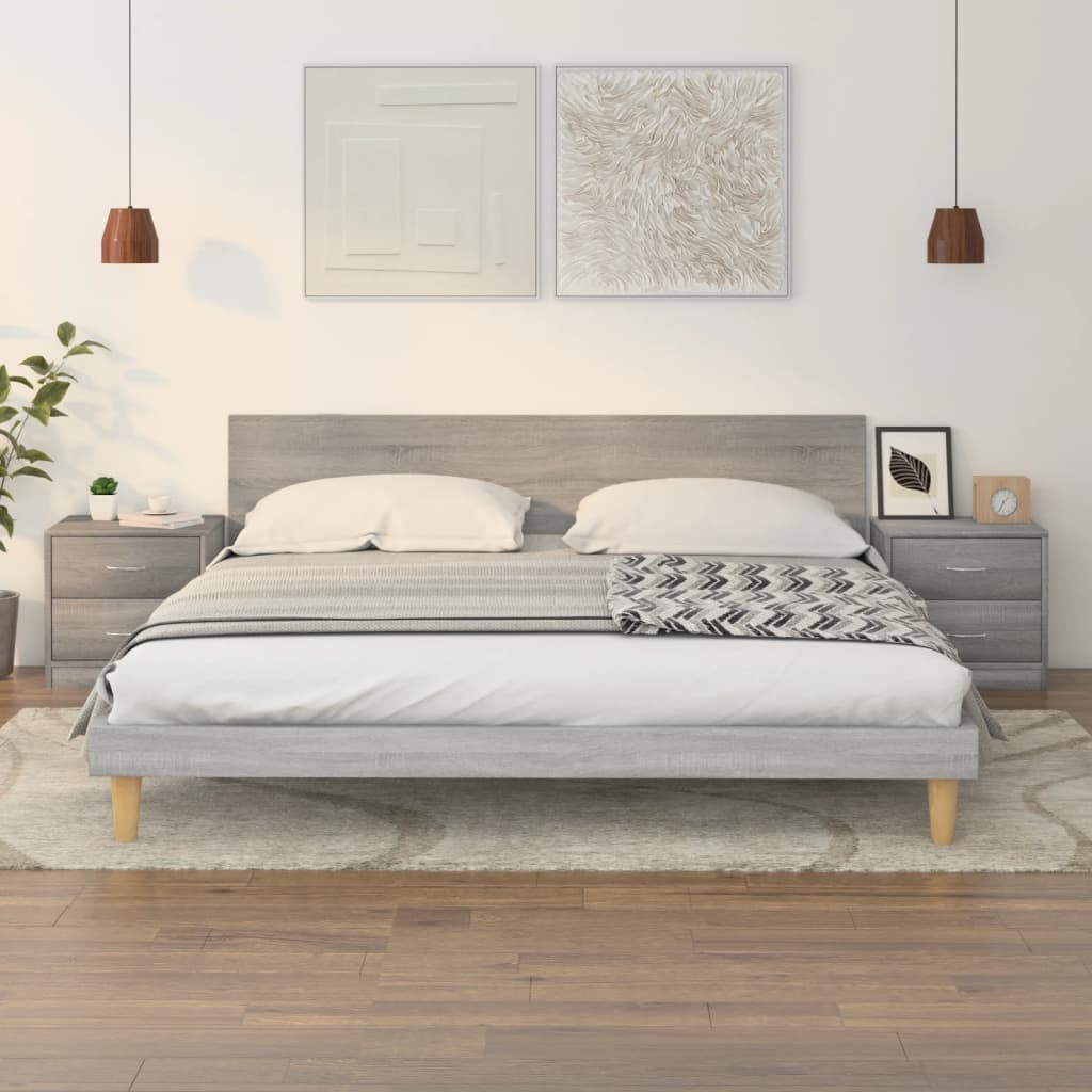Comodini 2pz Grigio Sonoma 40x30x40 Cm In Truciolato