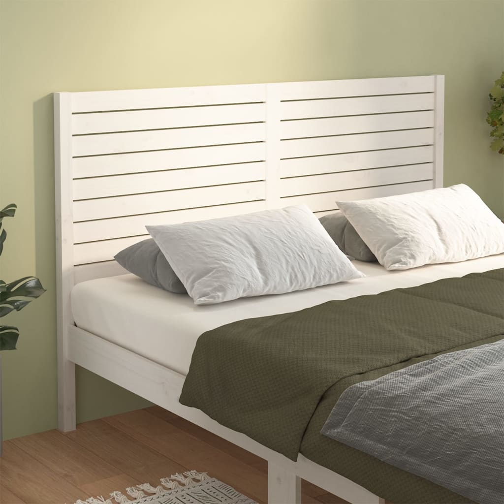 Testiera Per Letto Bianca 186x4x100cm In Legno Massello Di Pino