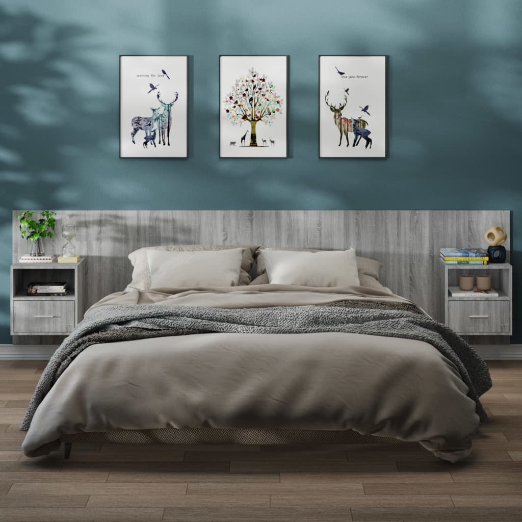 Comodini A Muro 2 Pz Grigio Sonoma