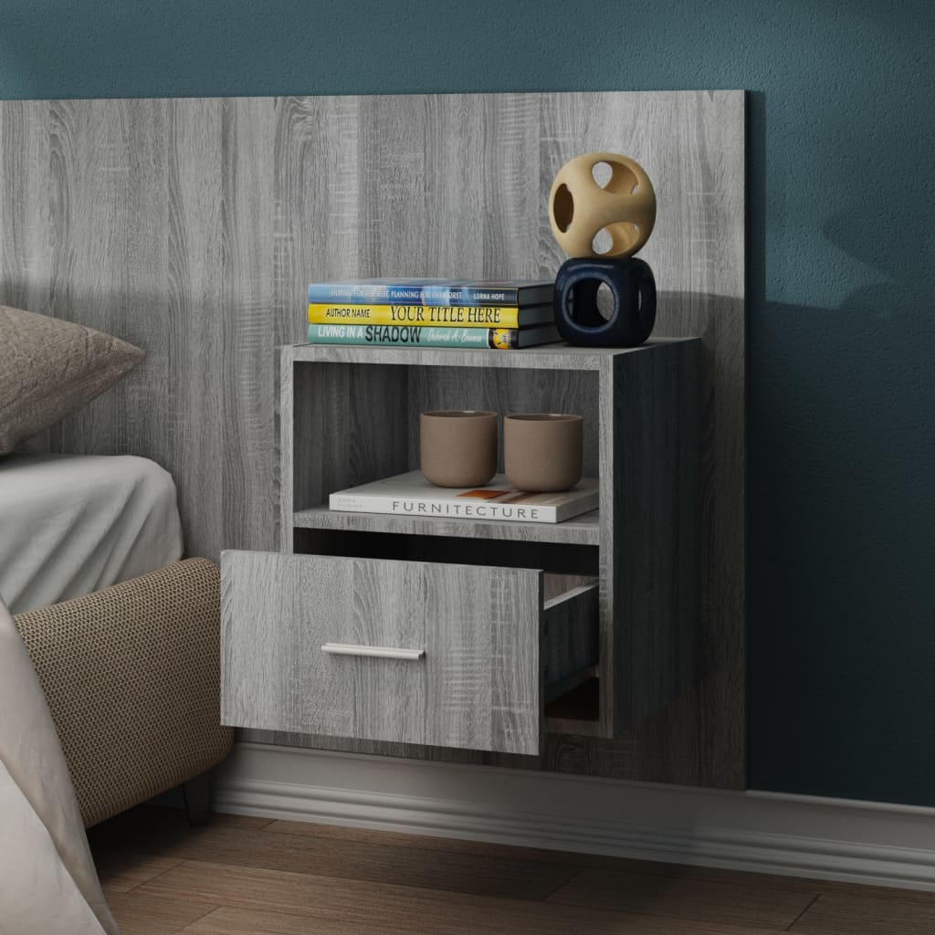 Comodini A Muro 2 Pz Grigio Sonoma - Image 4