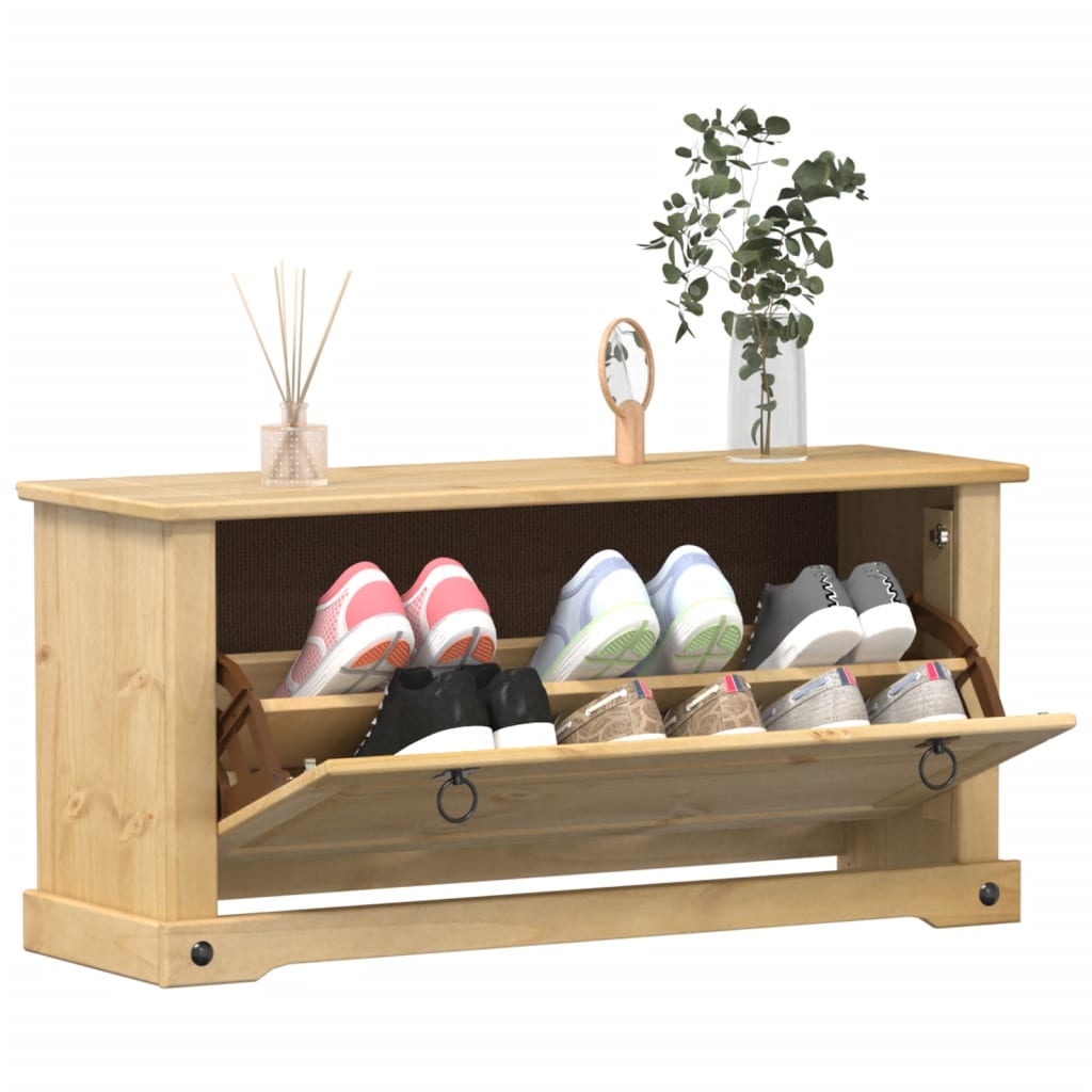 Scarpiera Corona 99x32x47 Cm In Legno Massello Di Pino