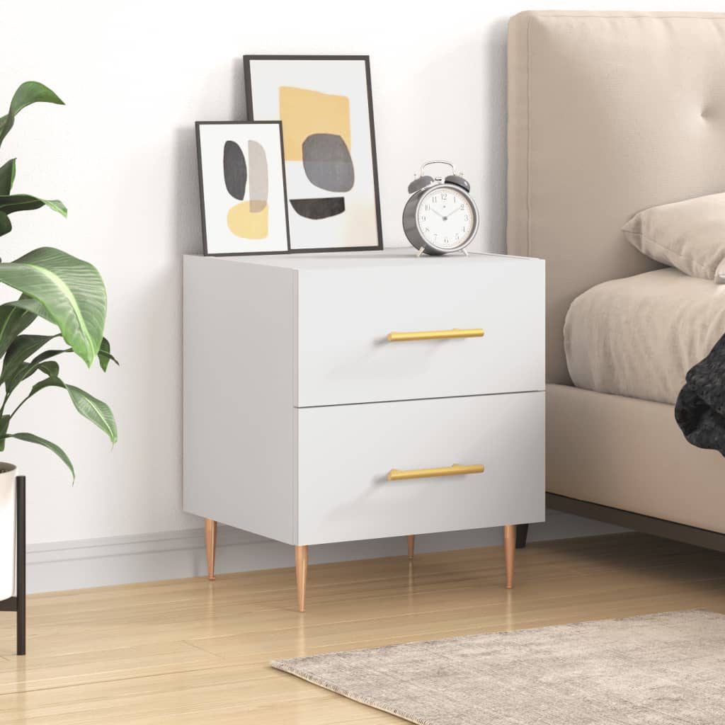 Comodino Bianco 40x35x47,5 Cm In Legno Multistrato