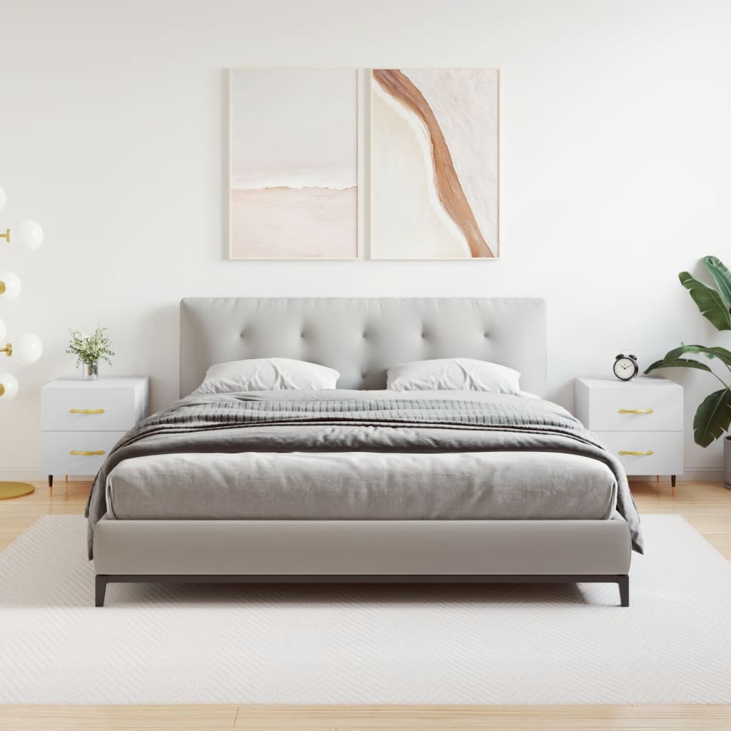Comodini 2 Pz Bianchi 40x35x47,5 Cm In Legno Multistrato