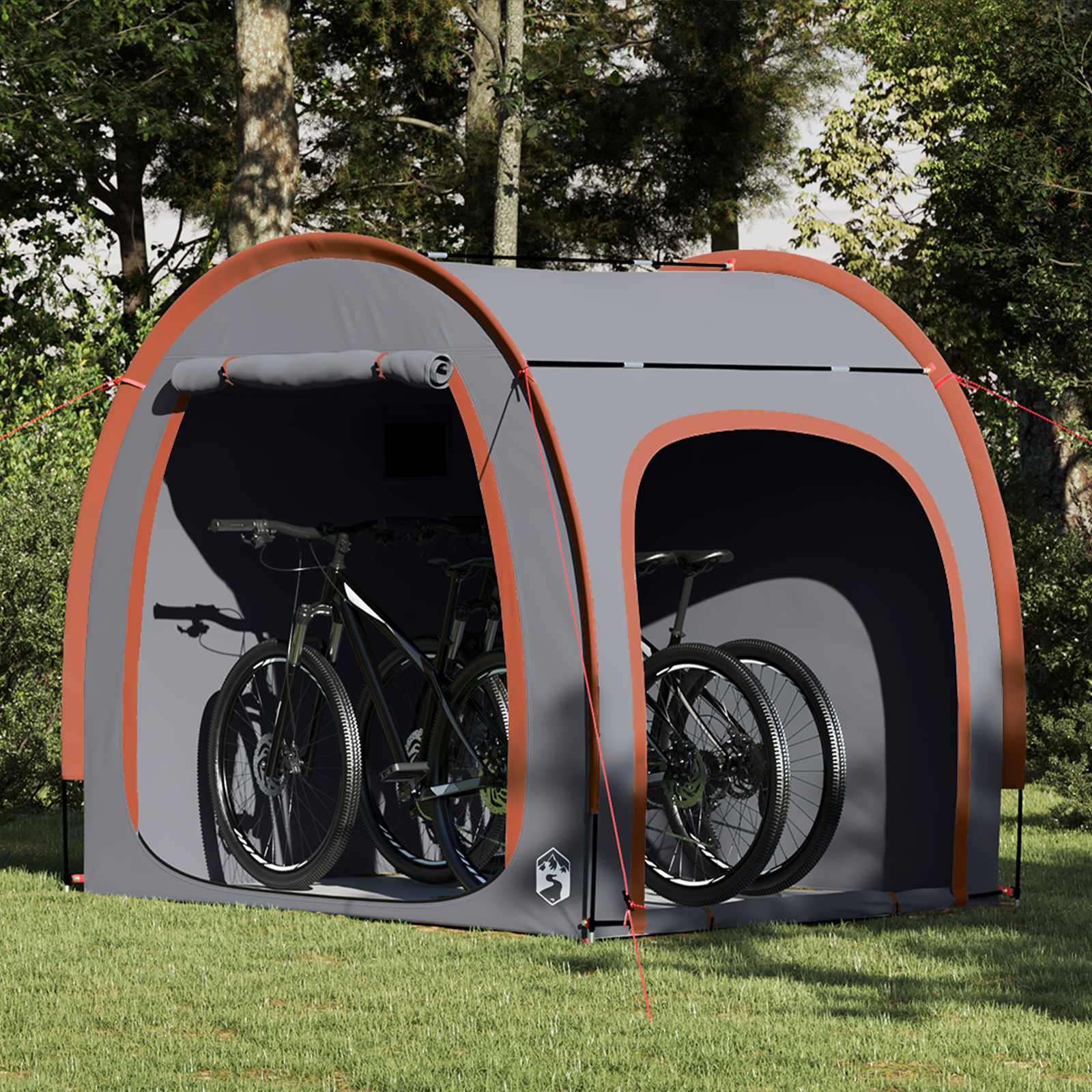 Tenda Porta Biciclette Grigio E Arancione 218 X 156 X 180 cm