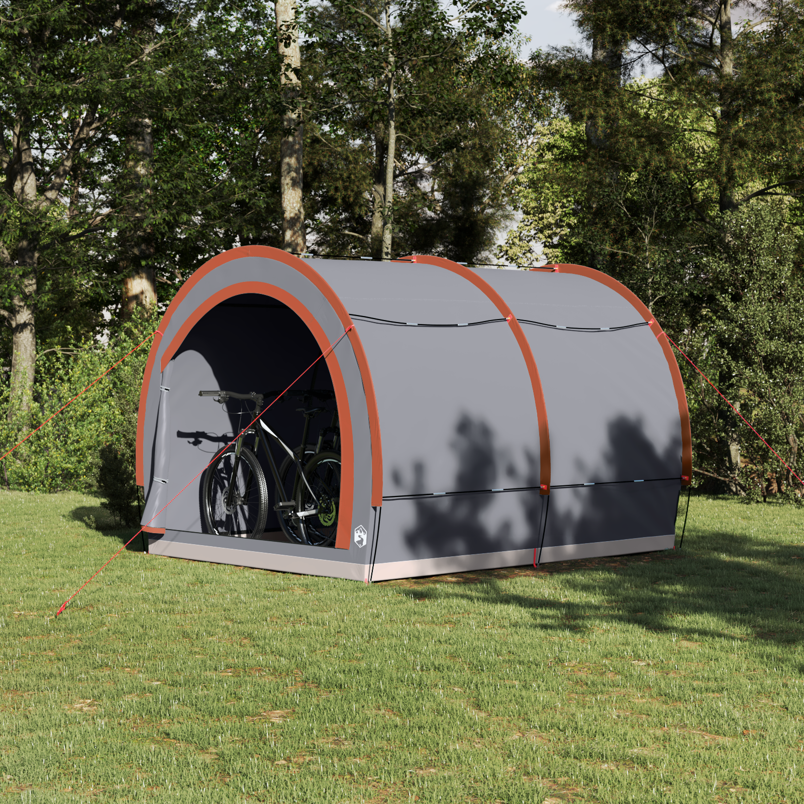 Tenda Porta Biciclette Grigio E Arancione 256 X 222 X 182 cm