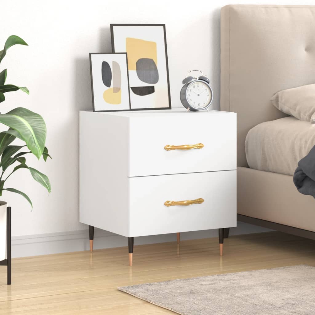 Comodino Bianco 40x35x47,5 Cm In Legno Multistrato