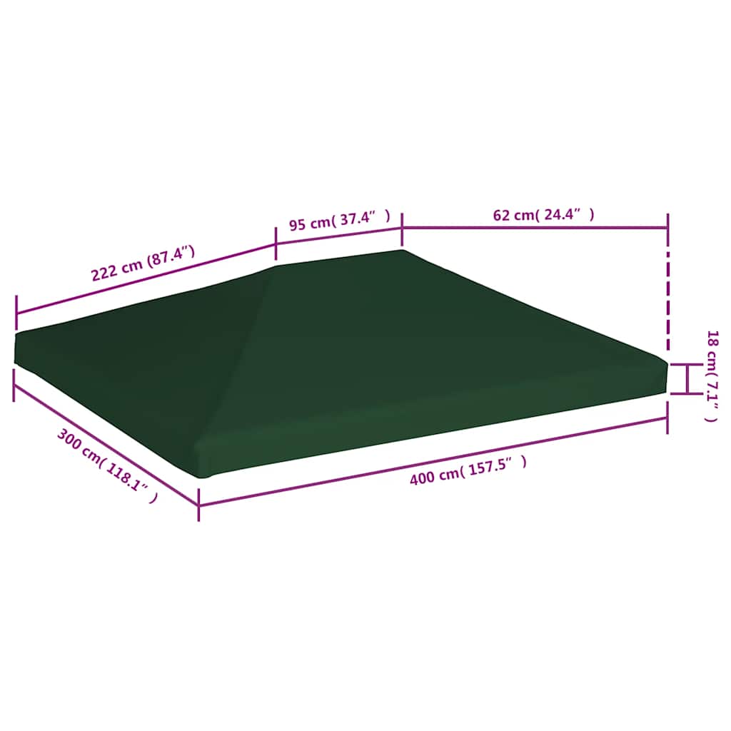 Copertura Superiore Per Gazebo 310 G/m² 4x3m Verde - Image 6