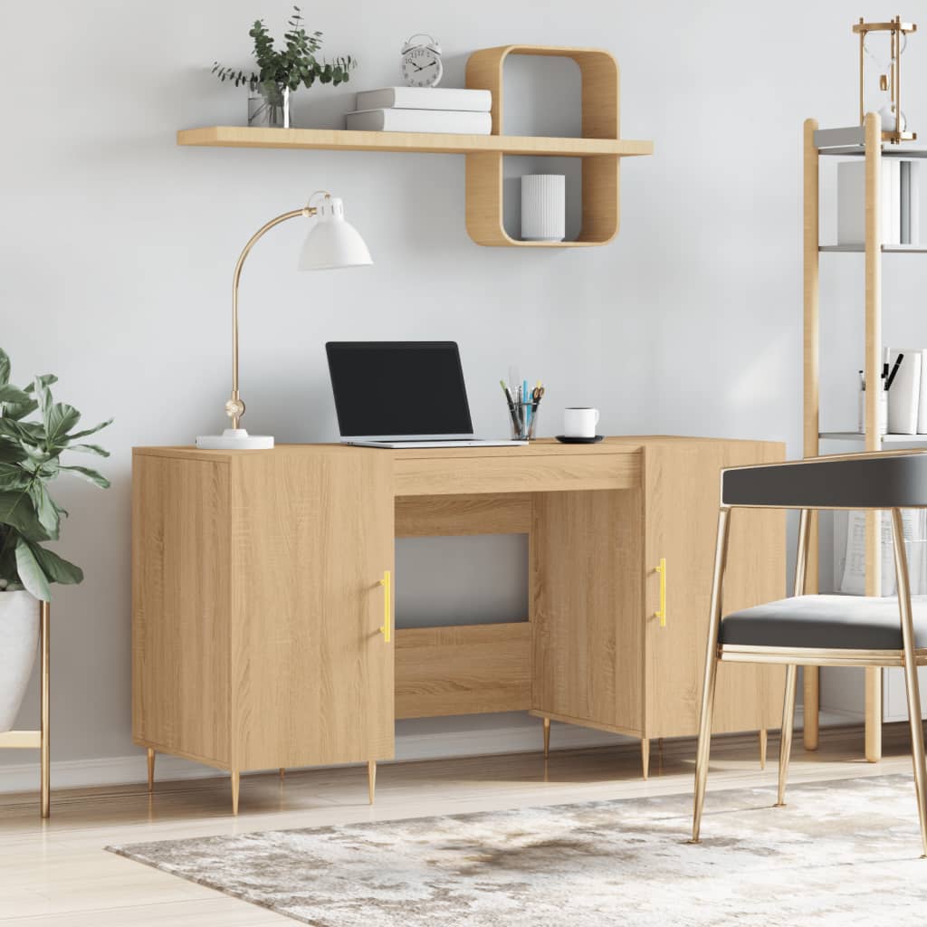 Scrivania Rovere Sonoma 140x50x75 Cm In Legno Multistrato