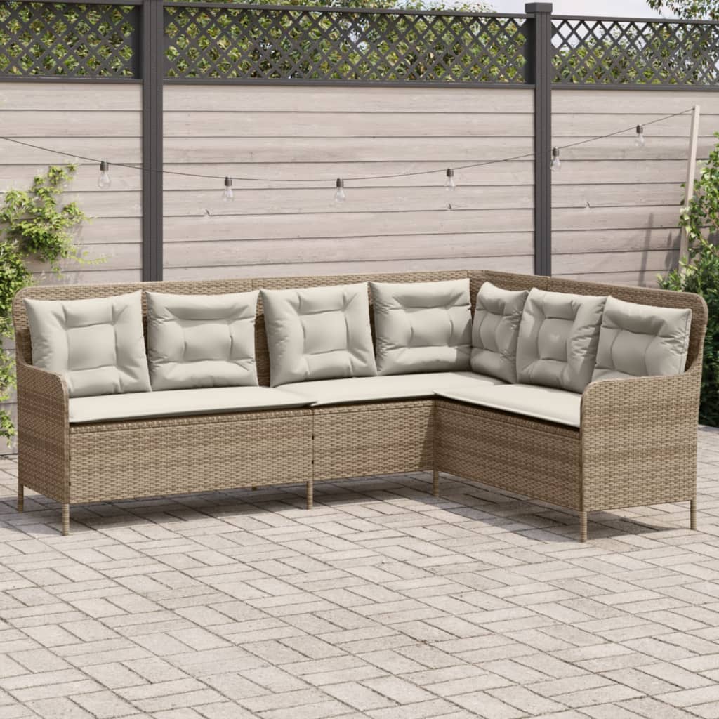 Divano Da Giardino Con Cuscini A L Beige In Polyrattan