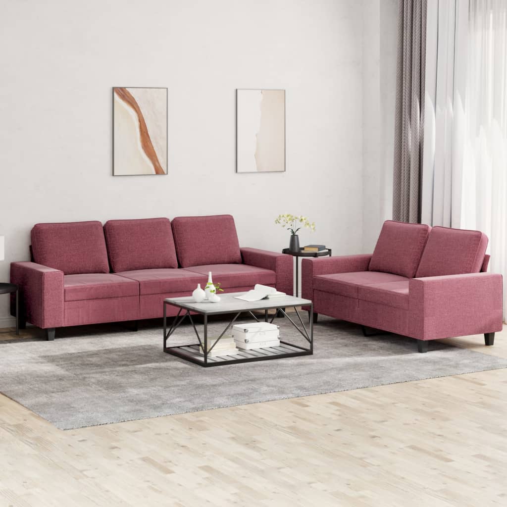 Set Di Divani 2 Pz Rosso Vino In Tessuto