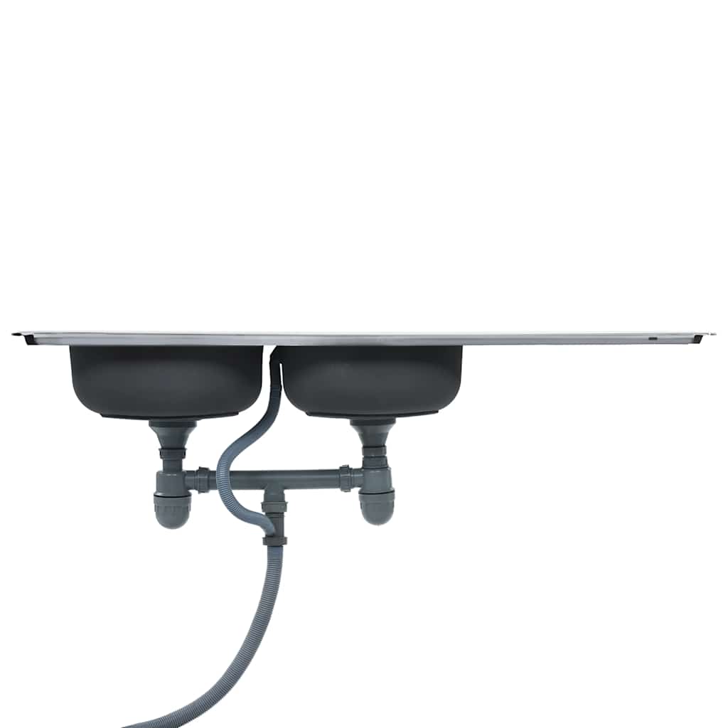 Lavello Da Cucina Doppio Con Filtro E Sifone In Acciaio Inox - Image 6