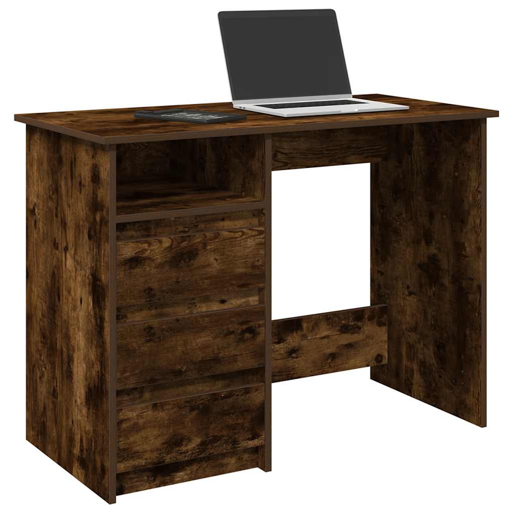 Scrivania Rovere Fumo 102x50x75 Cm In Legno Multistrato