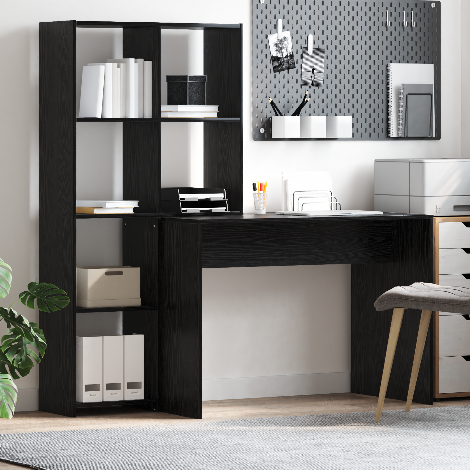 Scrivania Rovere Nero 138,5 X 55 X 143 Cm Legno Multistrato