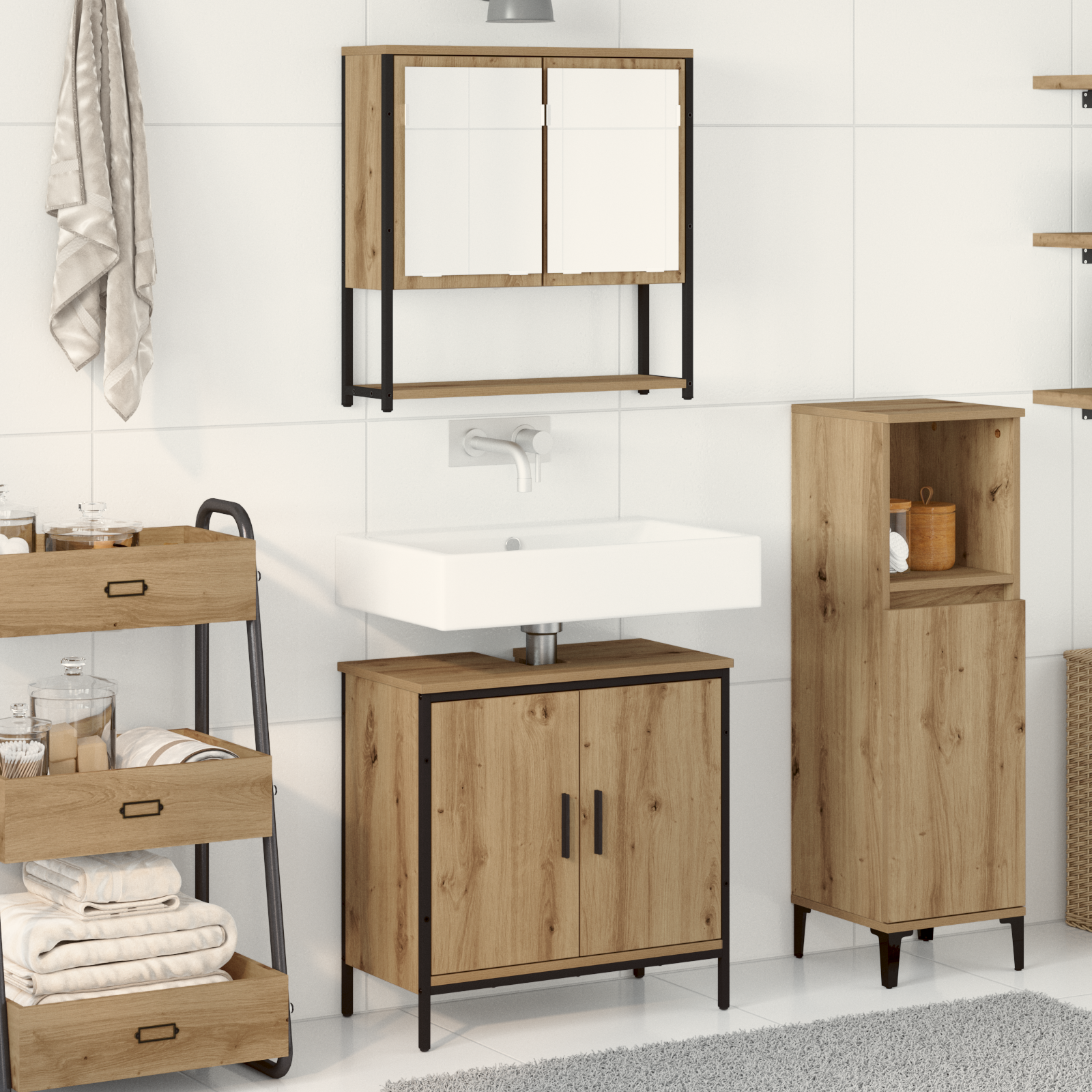 Set Di Mobili Per Il Bagno 2 Pcs Marrone Legno Multistrato