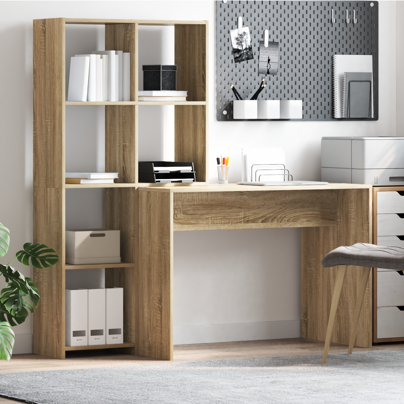 Scrivania Rovere Sonoma 138,5 X 55 X 143 Cm Legno Multistrato