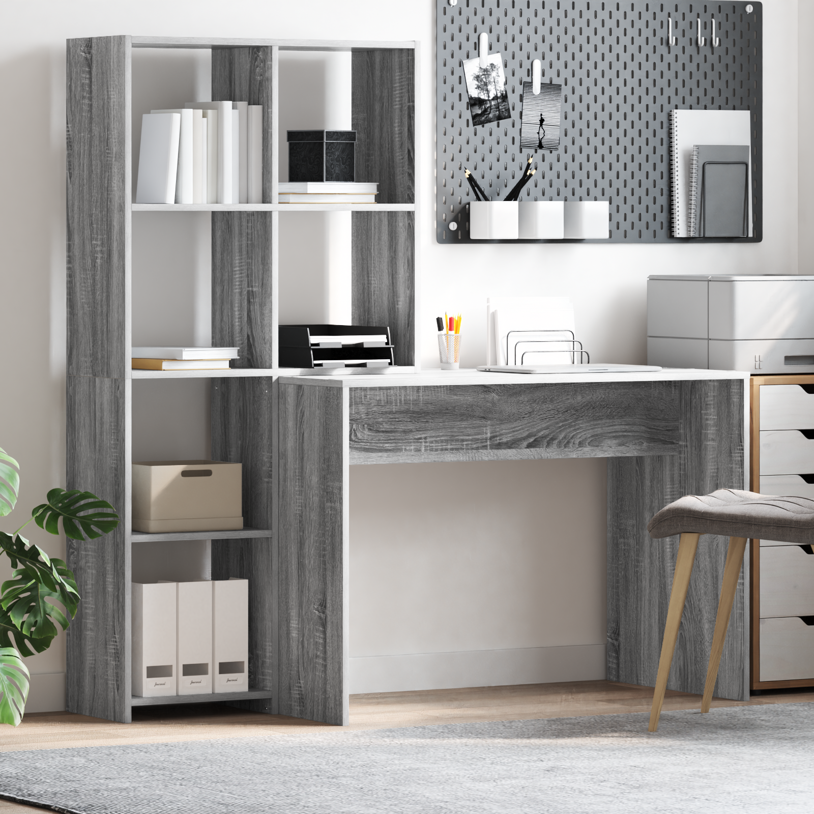 Scrivania Grigio Sonoma 138,5 X 55 X 143 Cm Legno Multistrato