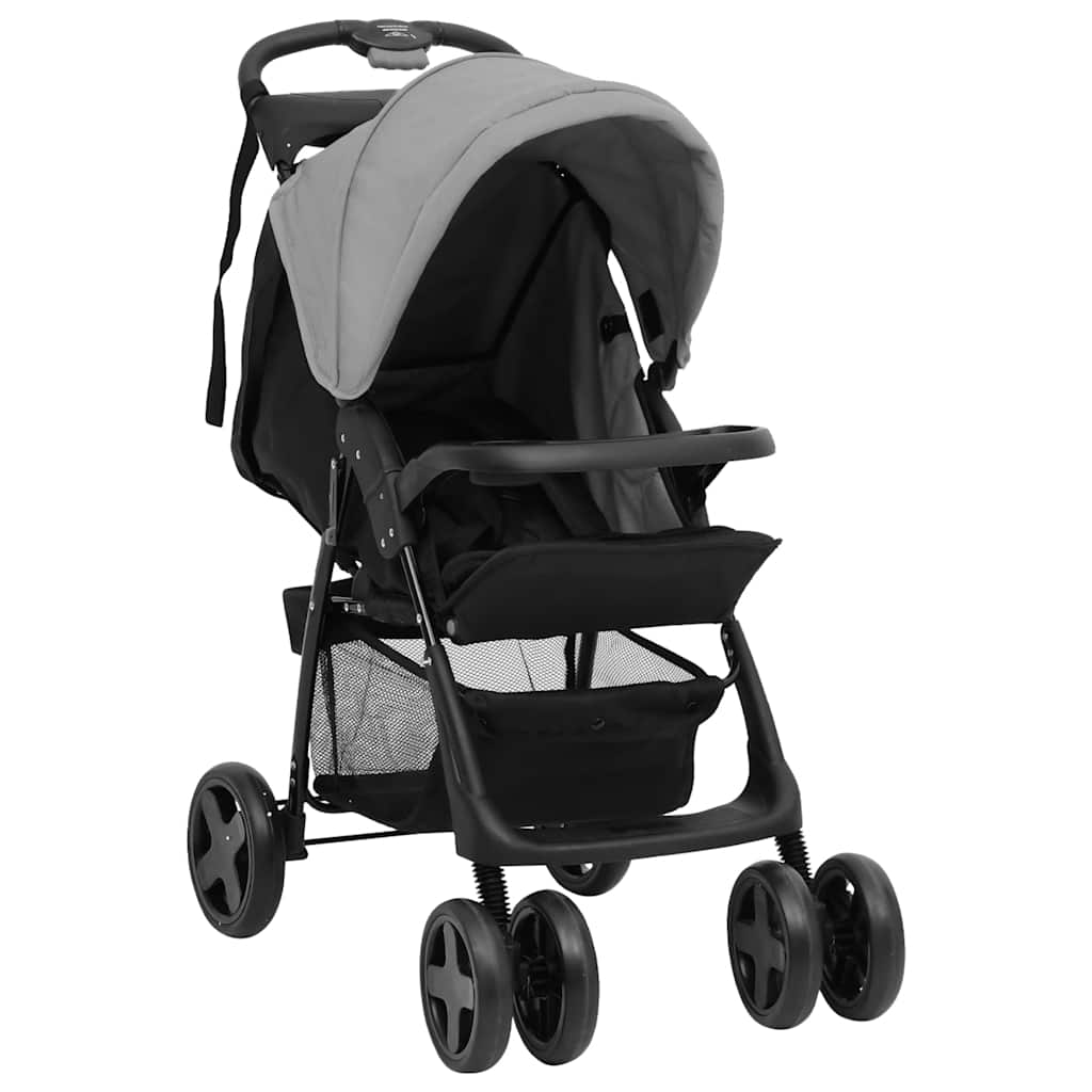 Passeggino 3 In 1 Grigio Chiaro E Nero In Acciaio