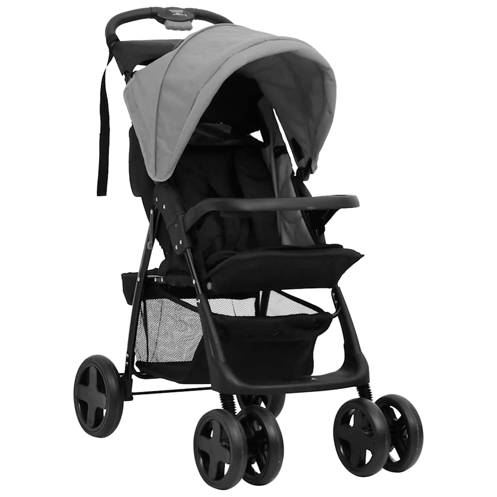 Passeggino 3 In 1 Grigio Chiaro E Nero In Acciaio - Image 3