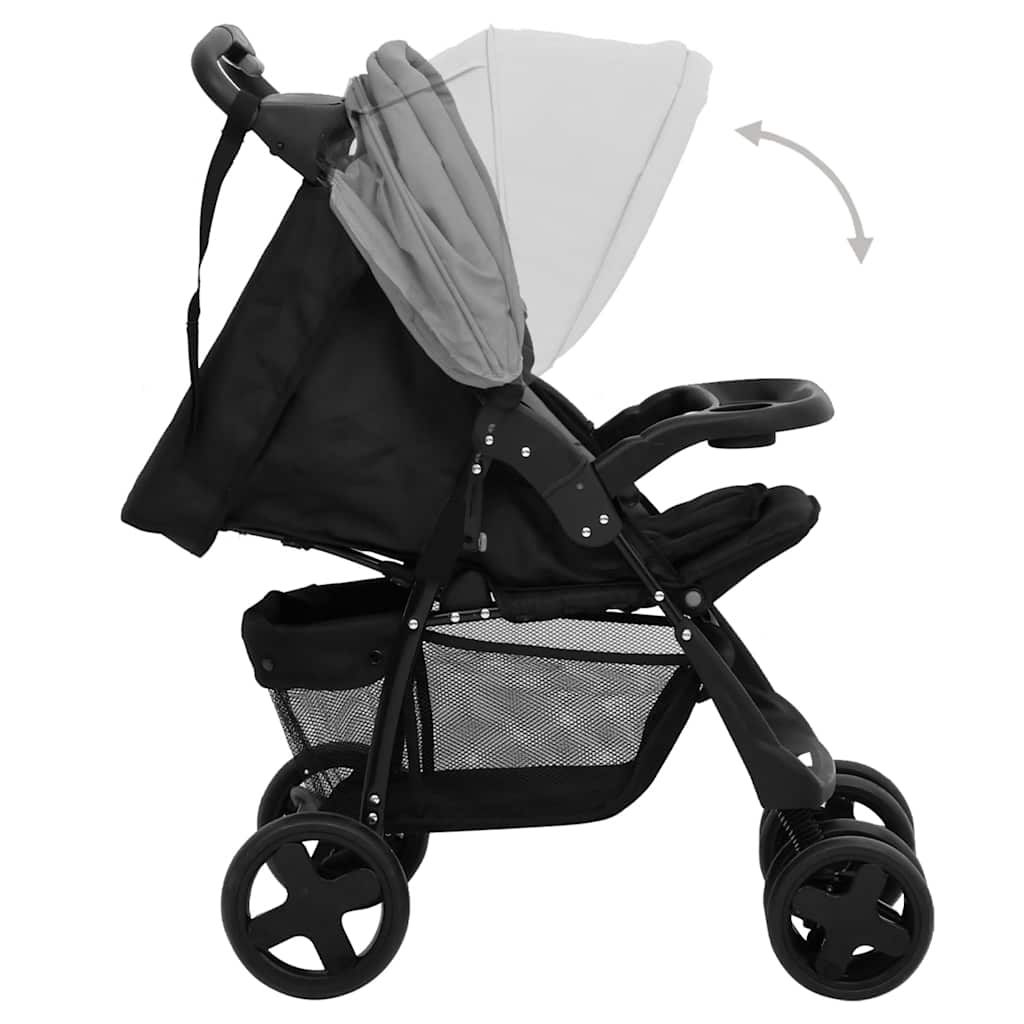 Passeggino 3 In 1 Grigio Chiaro E Nero In Acciaio - Image 5