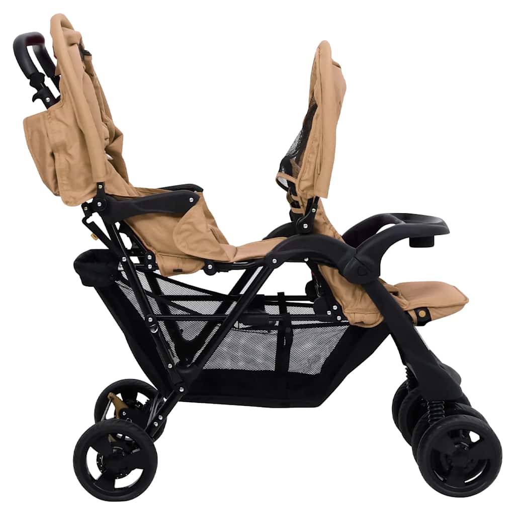 Passeggino Gemellare A Tandem Tortora In Acciaio - Image 4