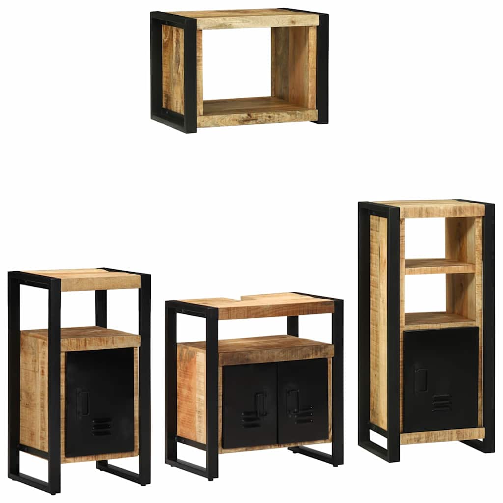 Set Di Mobili Per Il Bagno 4 Pcs Legno Di Mango Massello