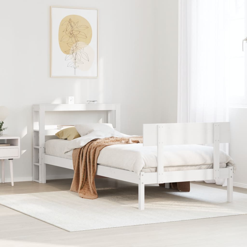 Letto Senza Materasso Bianco 90x190 Cm In Legno Massello Pino