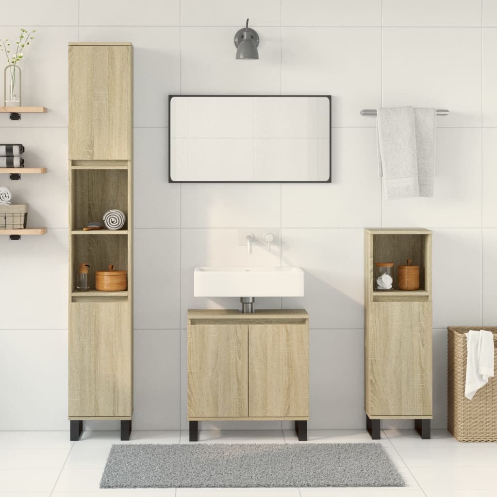 Set Mobili Da Bagno 3 Pz Rovere Sonoma In Legno Multistrato - Image 3