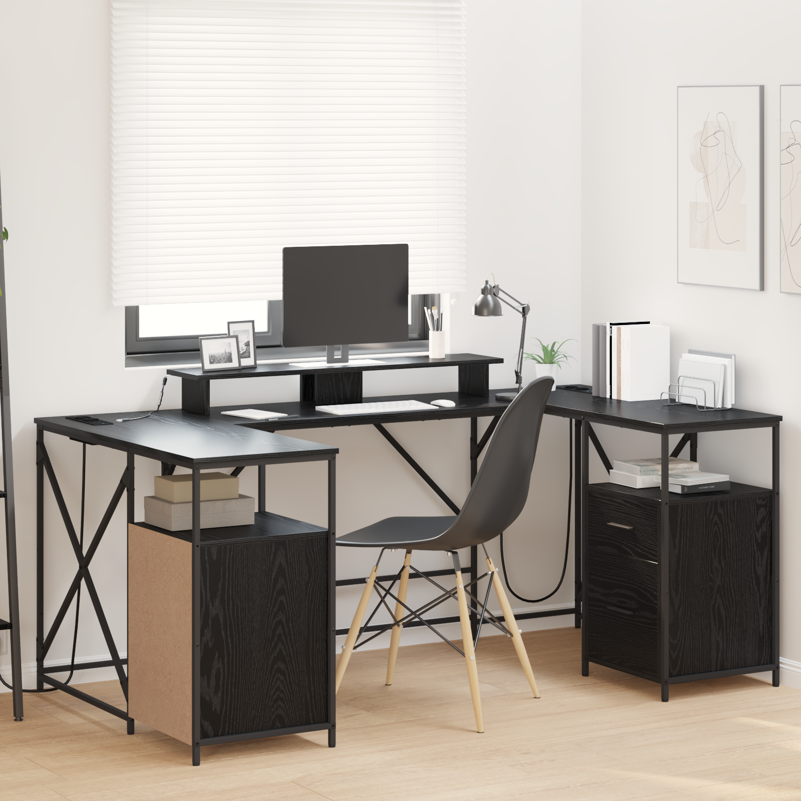 Scrivania Rovere Nero 182 X 101 X 87.5 Cm Legno Multistrato