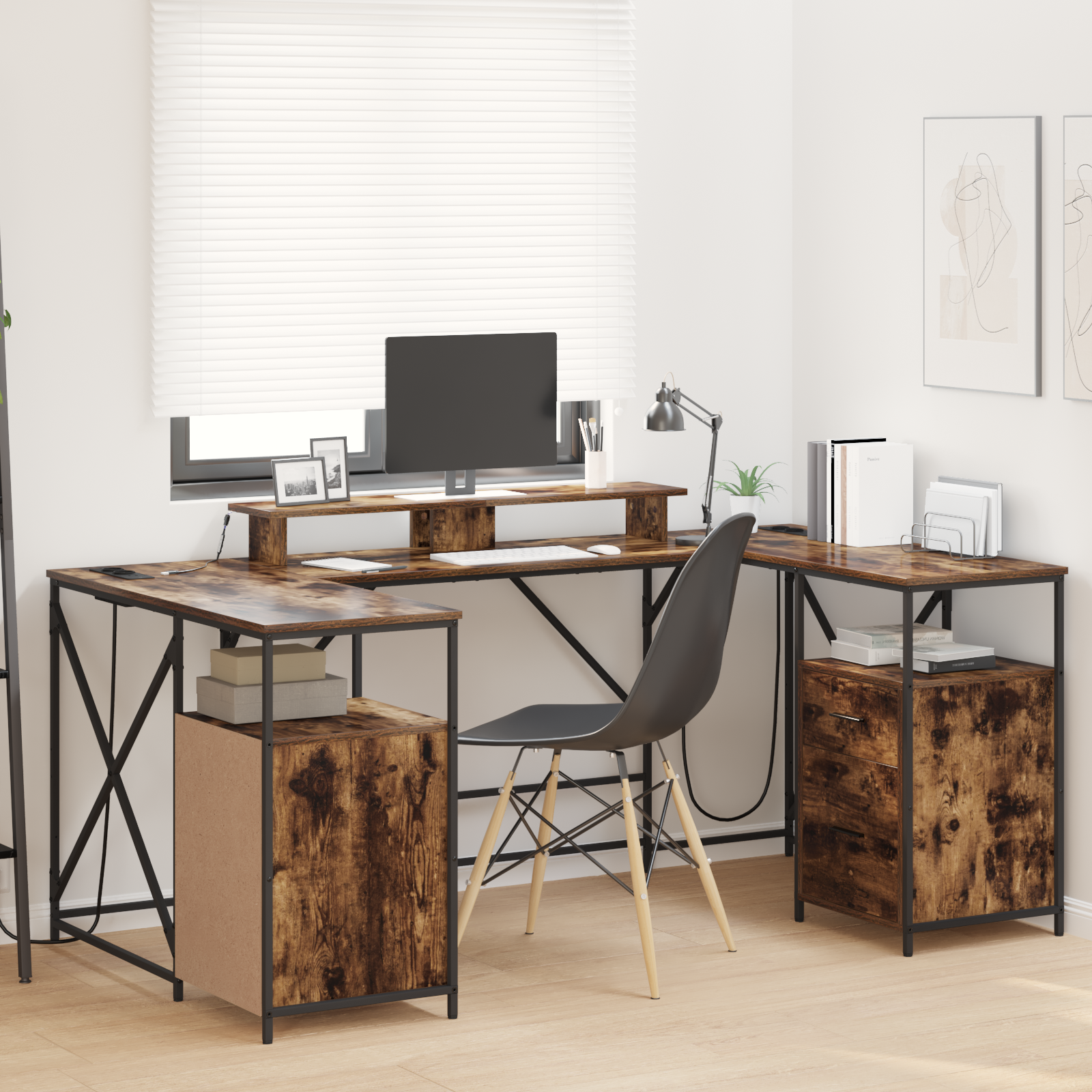 Scrivania Rovere Fumo 182 X 101 X 87.5 Cm Legno Multistrato