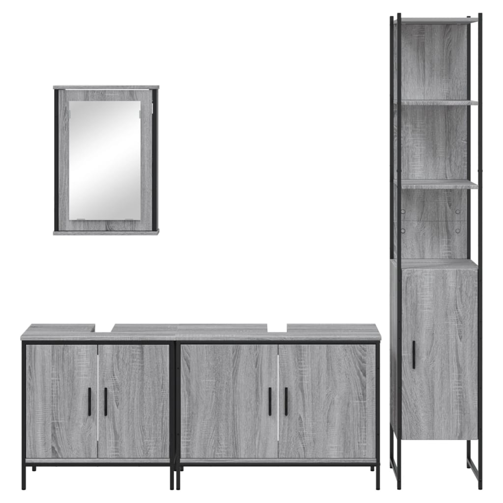 Set Mobili Da Bagno 4 Pz Grigio Sonoma In Legno Multistrato - Image 6