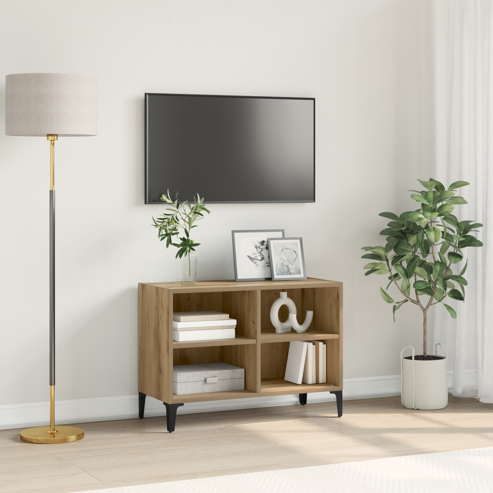 vidaXL Soporte de TV de roble Roble Madera Mediano Soporte de TV