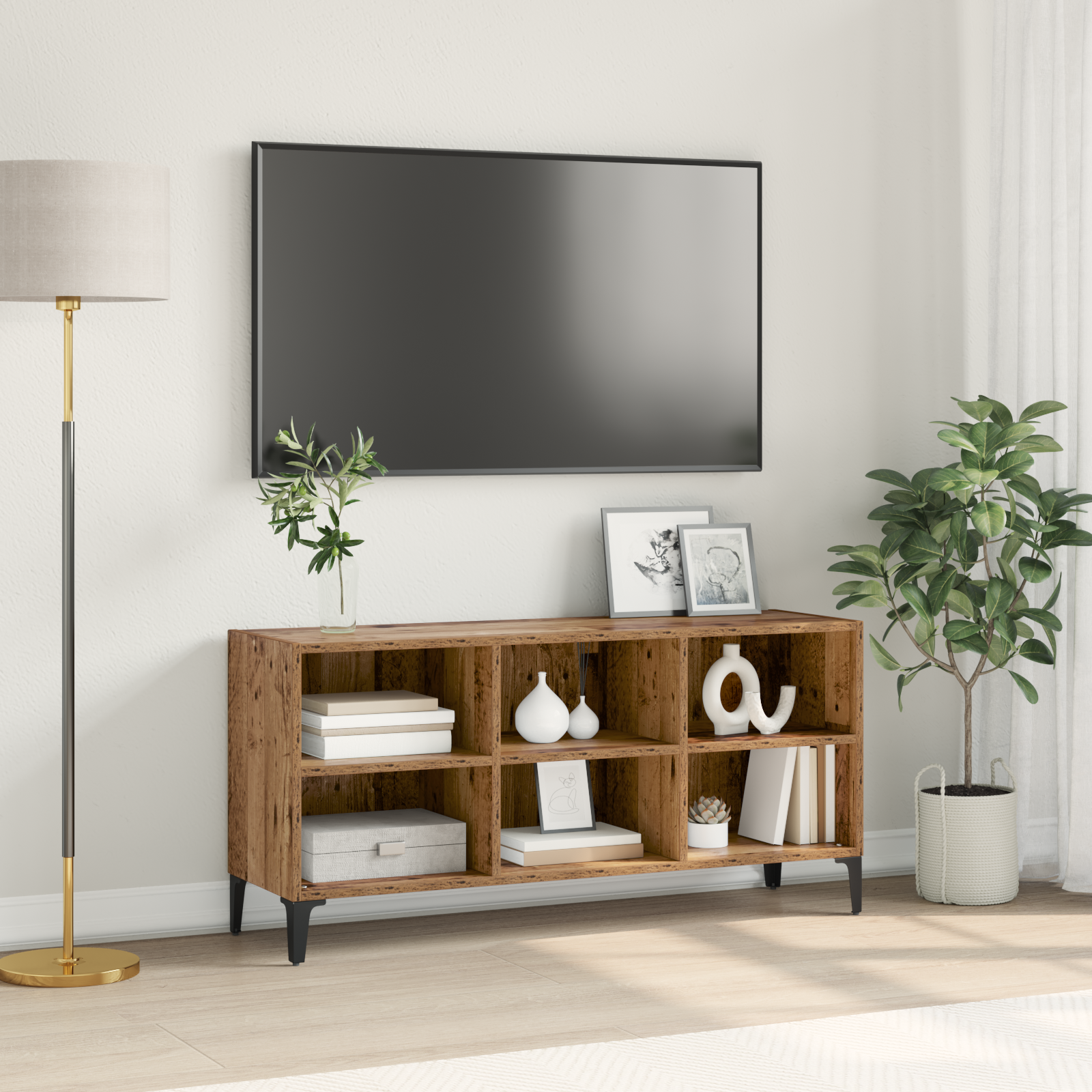 vidaXL Soporte de TV de Madera Vieja Madera Vieja Madera elaborada, Metal